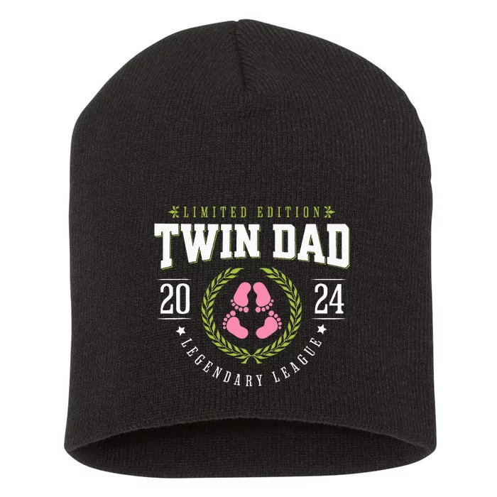 Twin Dad Est 2024 Twin Dad To Be New Daddy Short Acrylic Beanie