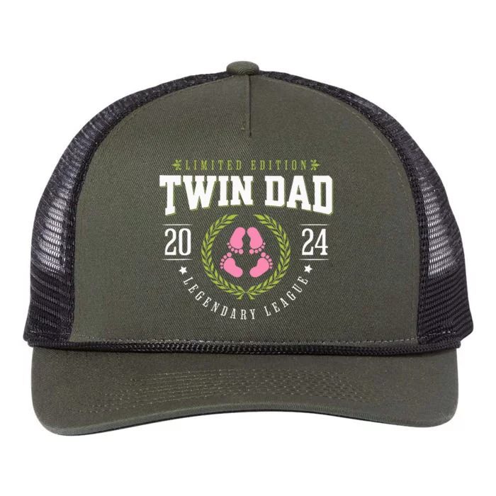 Twin Dad Est 2024 Twin Dad To Be New Daddy Retro Rope Trucker Hat Cap