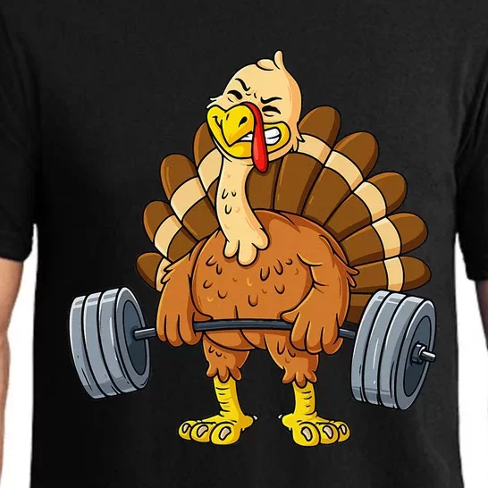 Turkey Deadlift Funny Thanksgiving Day Fitness Weightlifting Pajama Set