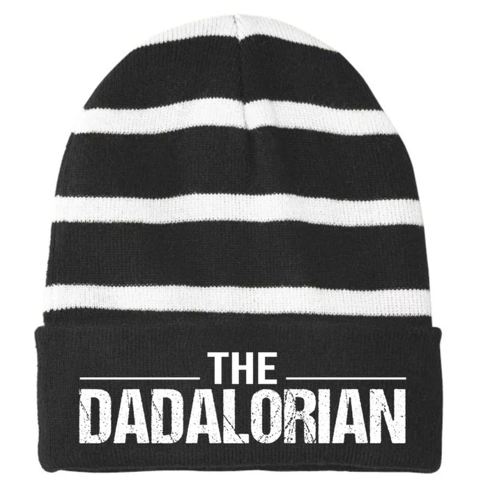 The Dadalorian Funny Fathers Day Costume Striped Beanie with Solid Band