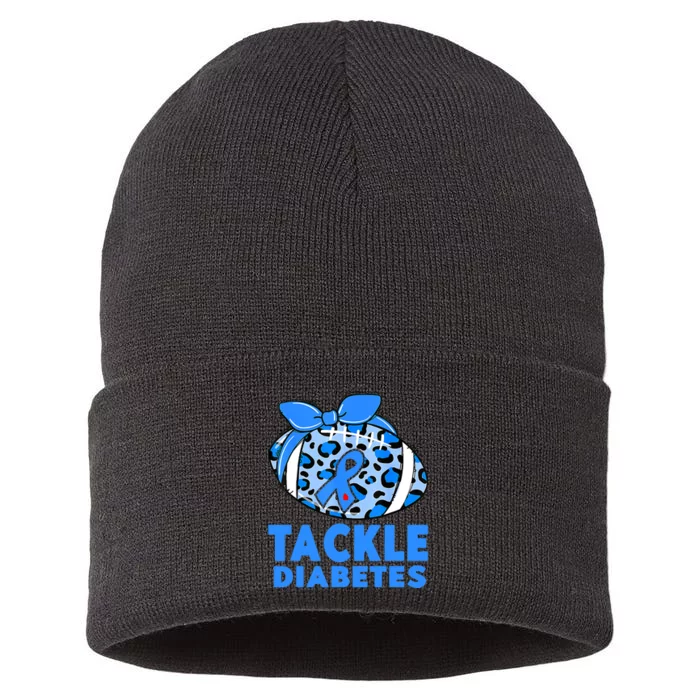 Tackle Diabetes Funny Football Fan Diabetic Warrior Sustainable Knit Beanie