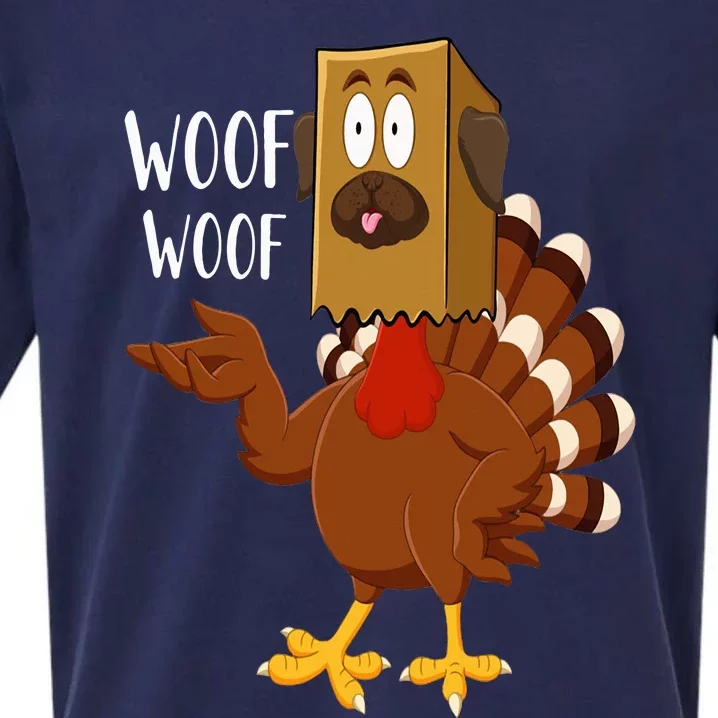 Thanksgiving Dog Funny Fake Dog Woof Thanksgiving Turkey Sueded Cloud Jersey T-Shirt