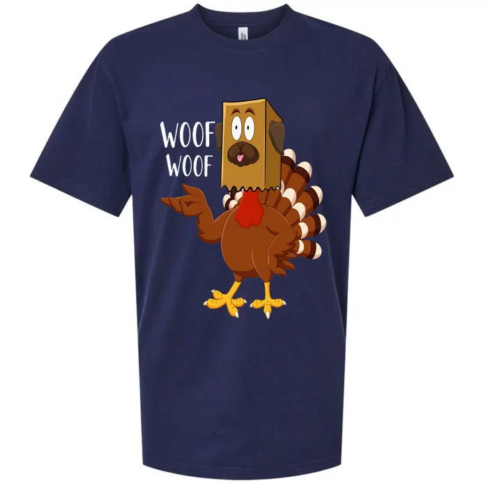 Thanksgiving Dog Funny Fake Dog Woof Thanksgiving Turkey Sueded Cloud Jersey T-Shirt