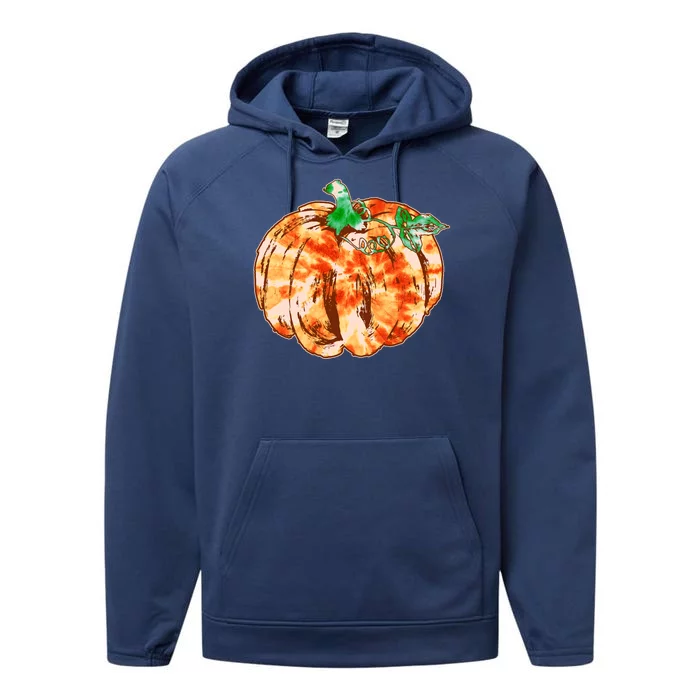 Tie Dye Fall Autumn Pumpkins Performance Fleece Hoodie