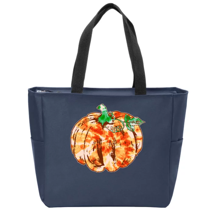 Tie Dye Fall Autumn Pumpkins Zip Tote Bag