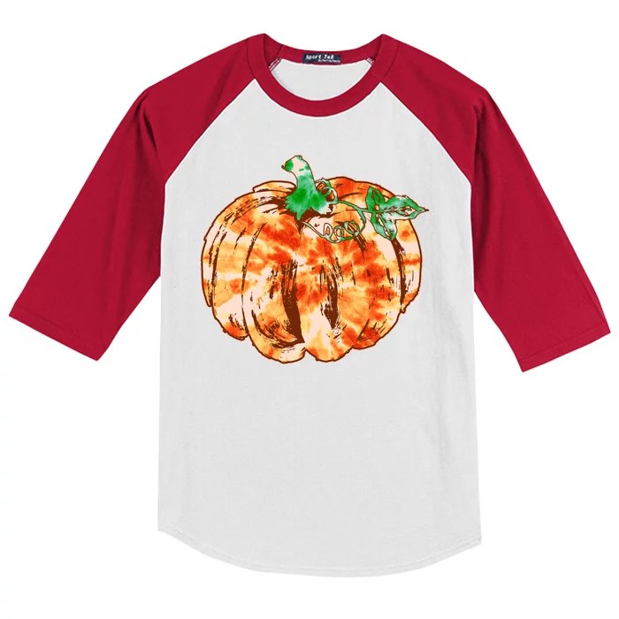 Tie Dye Fall Autumn Pumpkins Kids Colorblock Raglan Jersey