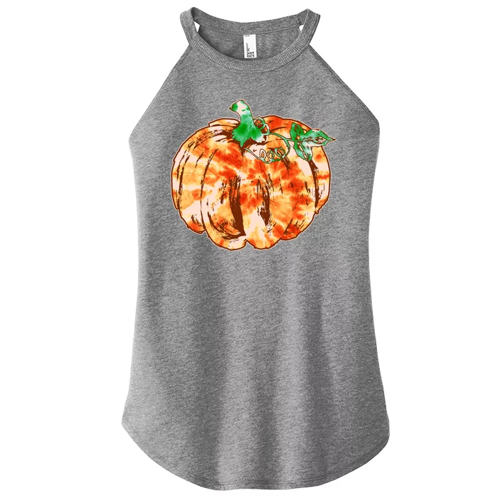 Tie Dye Fall Autumn Pumpkins Women’s Perfect Tri Rocker Tank