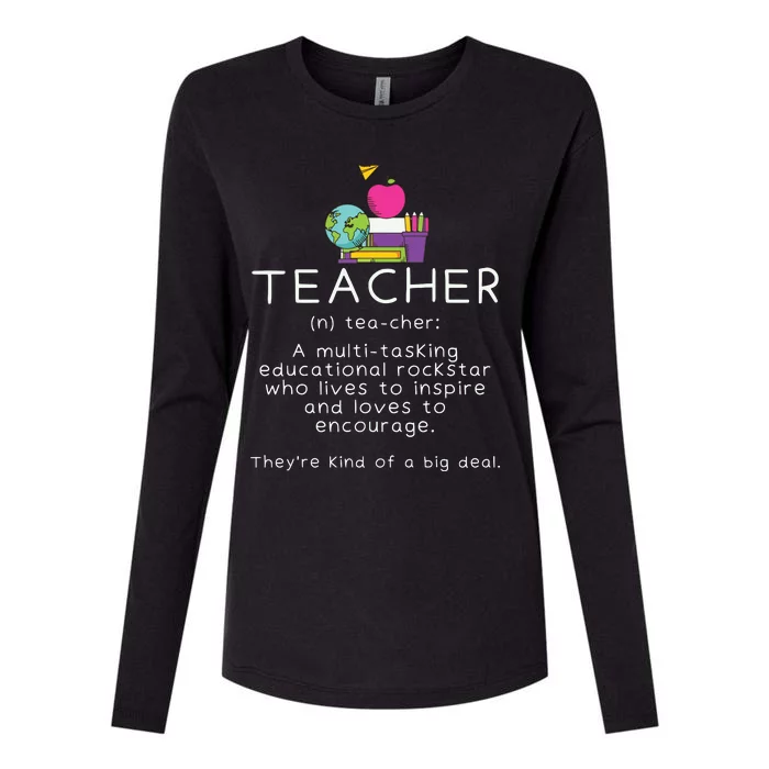 Teacher Definition Funny Teaching School Teacher Womens Cotton Relaxed Long Sleeve T-Shirt