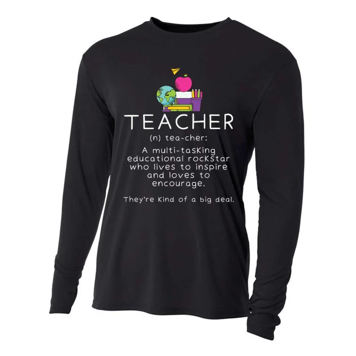 Teacher Definition Funny Teaching School Teacher Cooling Performance Long Sleeve Crew