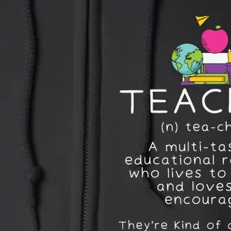 Teacher Definition Funny Teaching School Teacher Full Zip Hoodie