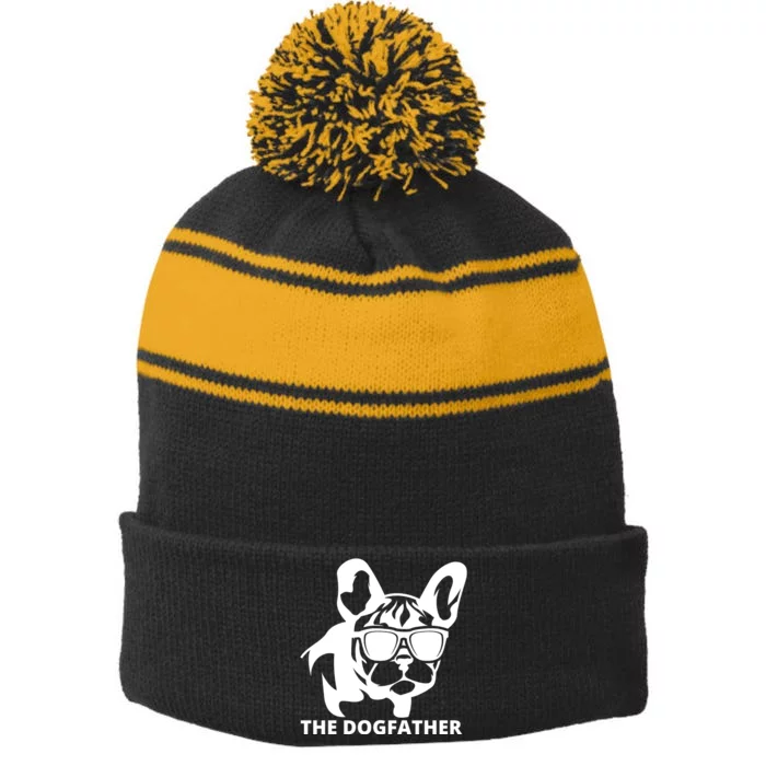 The Dogfather French Bulldog Hoodie Stripe Pom Pom Beanie