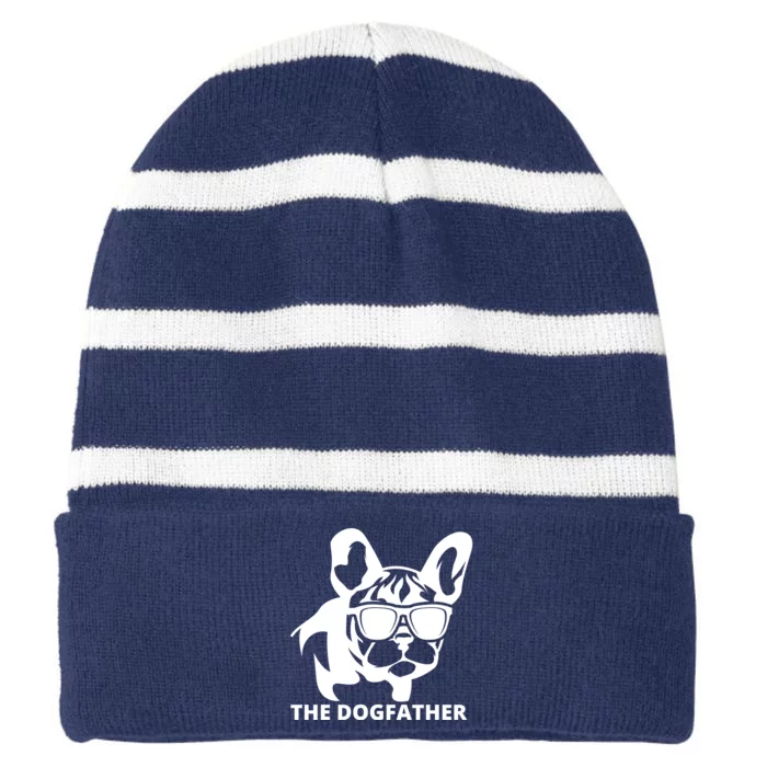 The Dogfather French Bulldog Hoodie Striped Beanie with Solid Band