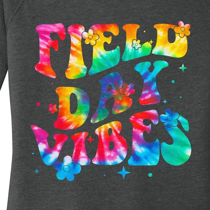 Tie Dye Field Day Vibes Last Day Of School Field Day Teacher Women's Perfect Tri Tunic Long Sleeve Shirt