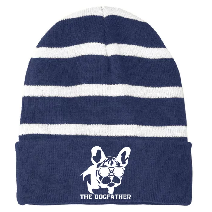 The Dogfather French Bulldog Striped Beanie with Solid Band