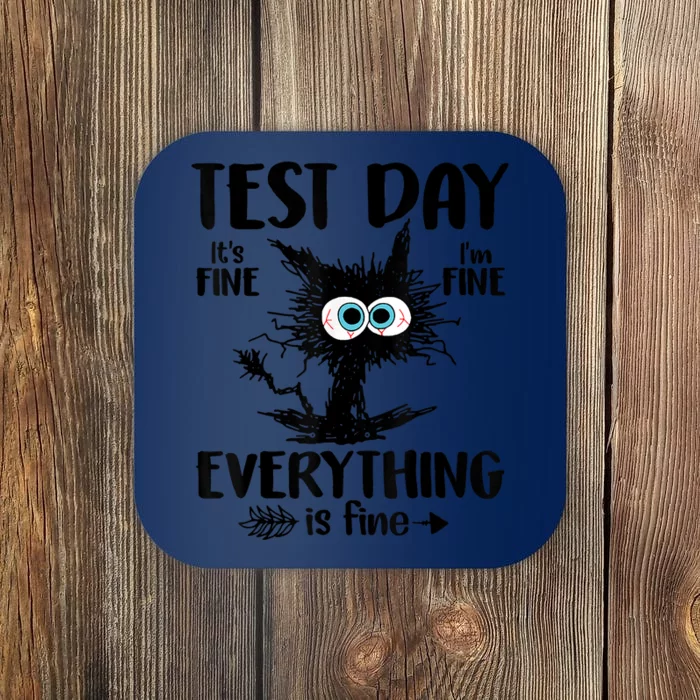 Test Day Funny Stressed Cat Teacher Student Testing Day Coaster