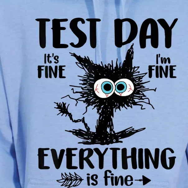 Test Day Funny Stressed Cat Teacher Student Testing Day Unisex Surf Hoodie