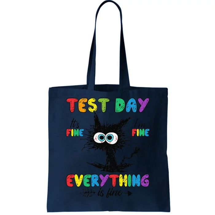 Test Day Funny Stressed Cat Teacher Student Testing Day Tote Bag