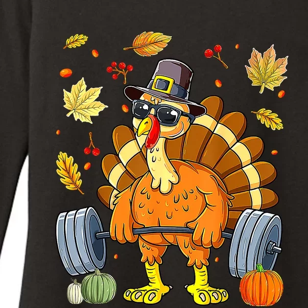 Turkey Deadlift Fitness Weightlifting Thanksgiving Day Womens CVC Long Sleeve Shirt