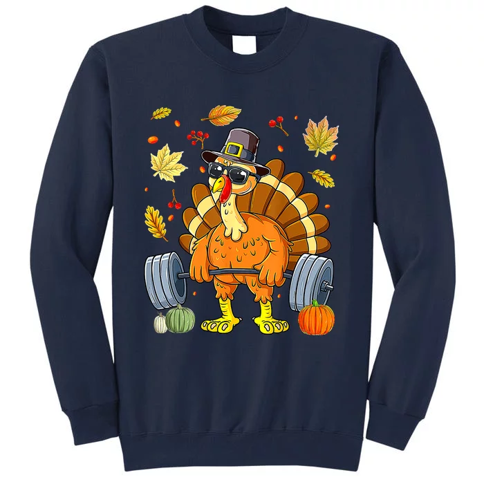 Turkey Deadlift Fitness Weightlifting Thanksgiving Day Tall Sweatshirt