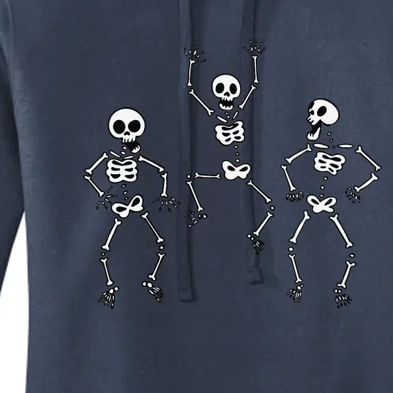 Three Dancing Funny Skeletons Halloween Women's Pullover Hoodie