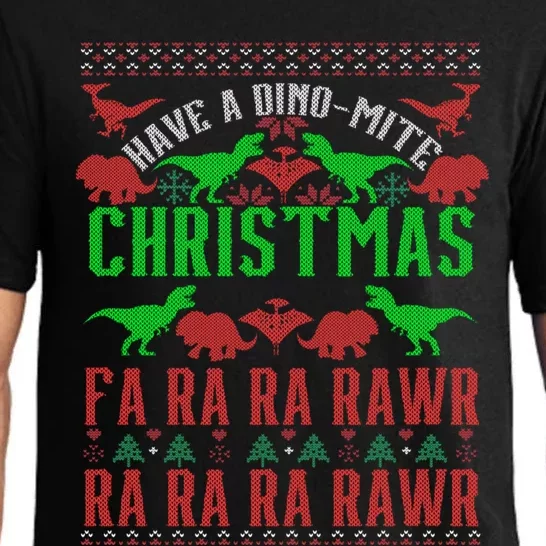 Trex Dinosaurs Fa Ra Ra Rawr Dinomite Ugly Christmas Carol Great Gift Pajama Set