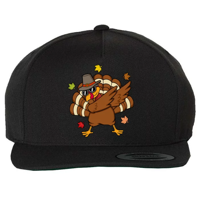 Turkey Dabbing Funny Thanksgiving Family Graphic Great Gift Wool Snapback Cap