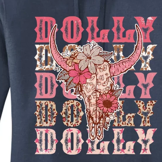 Trendy Dolly First Name Guitar Pink Cowgirl Western Women's Pullover Hoodie