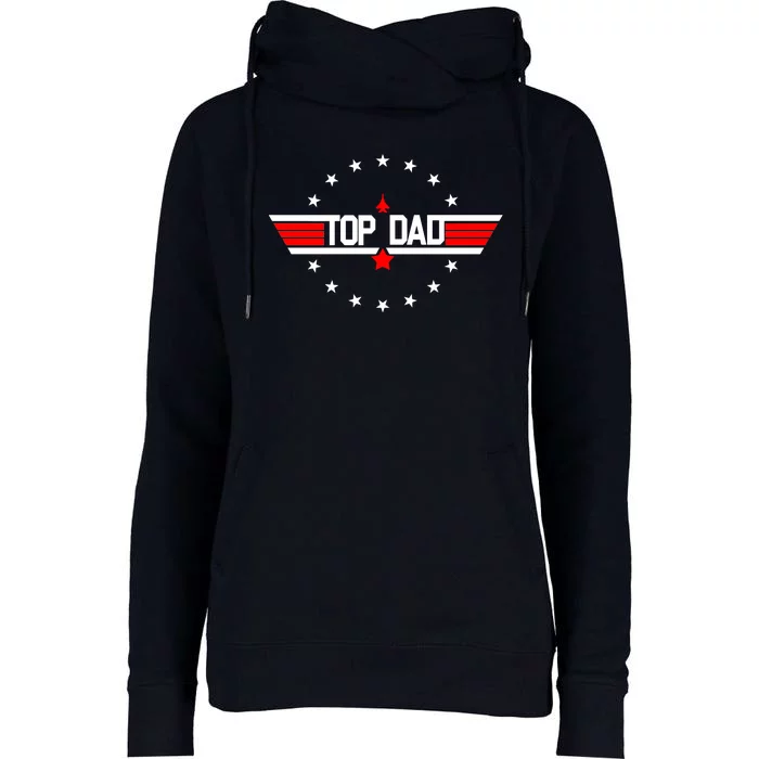 Top Dad Father's Day Airplane Pilot Womens Funnel Neck Pullover Hood