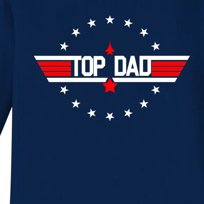 Top Dad Father's Day Airplane Pilot Baby Long Sleeve Bodysuit