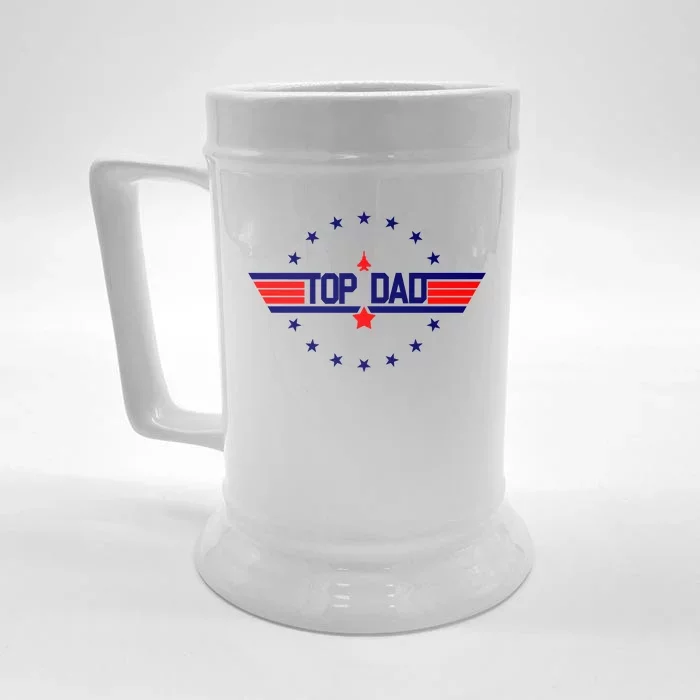 Top Dad Father's Day Airplane Pilot Front & Back Beer Stein