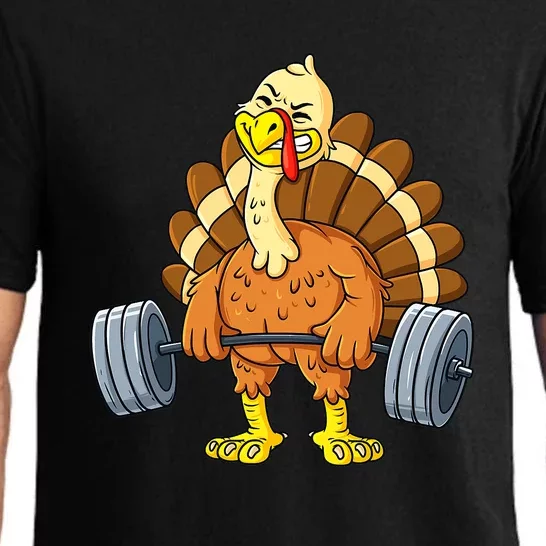 Turkey Deadlift Funny Thanksgiving Day Fitness Weightlifting Pajama Set