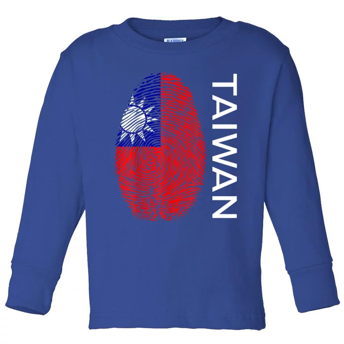 Taiwanese Dna Fingerprint Flag Taiwan Gift Toddler Long Sleeve Shirt