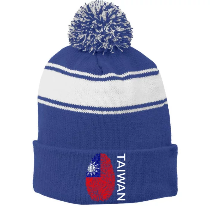 Taiwanese Dna Fingerprint Flag Taiwan Gift Stripe Pom Pom Beanie