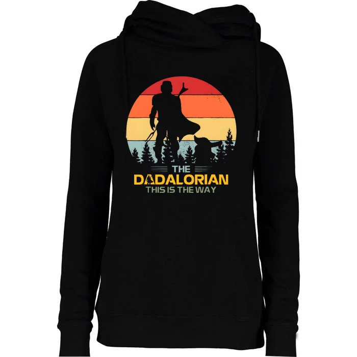 The Dadalorian Fathers Day Best Dad Number 1 Vintage Family Womens Funnel Neck Pullover Hood