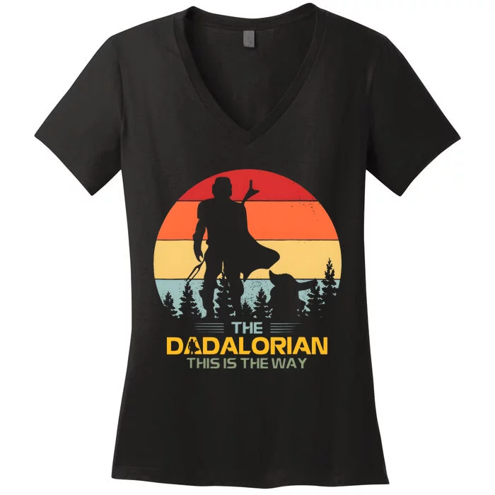 The Dadalorian Fathers Day Best Dad Number 1 Vintage Family Women's V-Neck T-Shirt