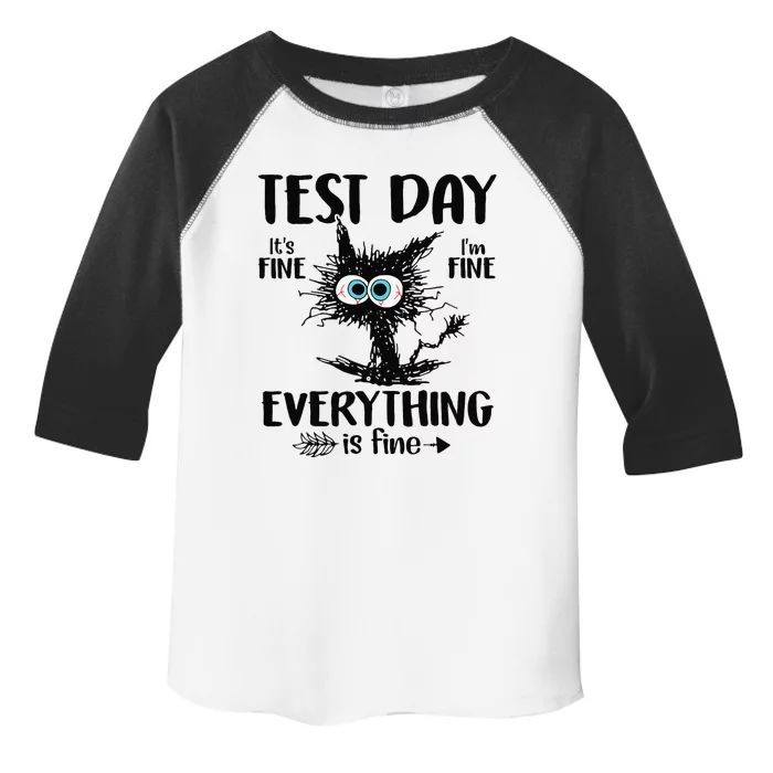 Test Day Funny Stressed Cat Teacher Student Testing Day Gift Toddler Fine Jersey T-Shirt