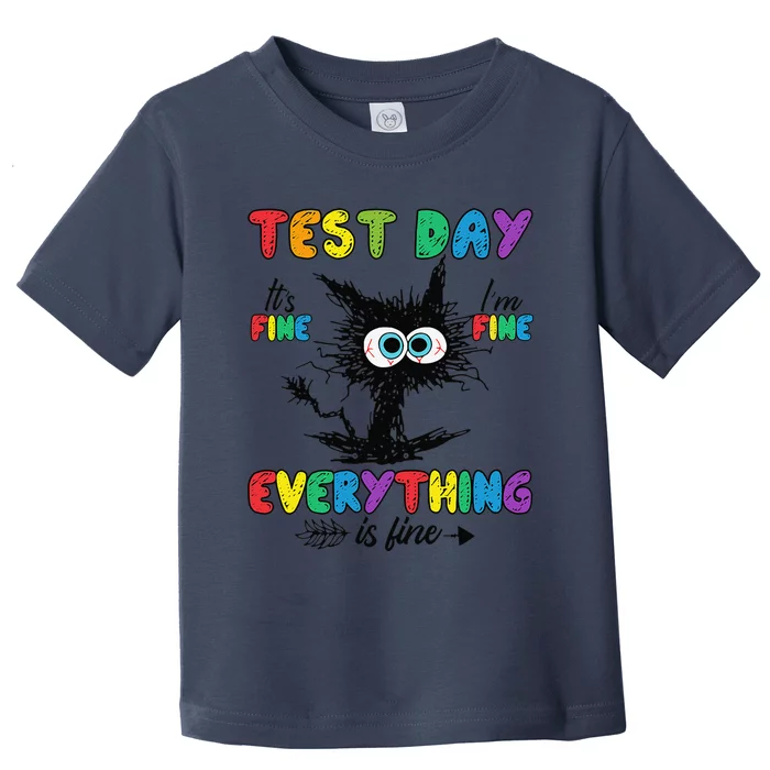 Test Day Funny Stressed Cat Teacher Student Testing Day Toddler T-Shirt