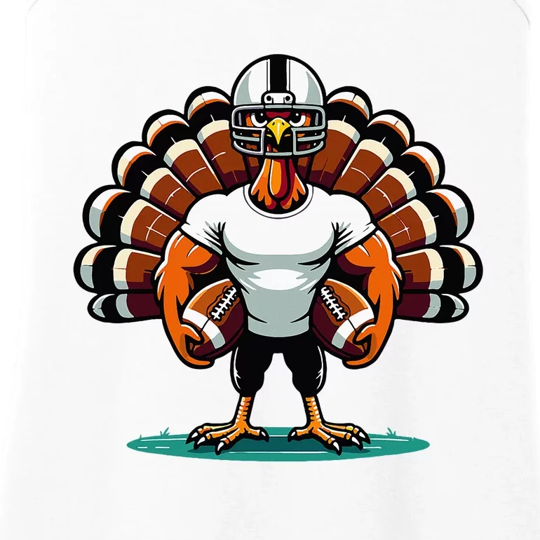 Turkey Day Football Player Fall Thanksgiving Ladies Essential Tank