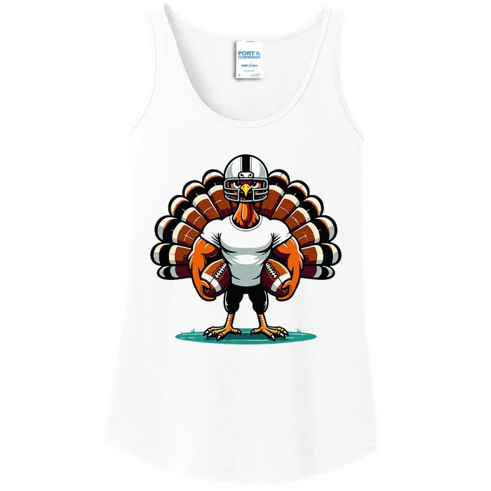 Turkey Day Football Player Fall Thanksgiving Ladies Essential Tank