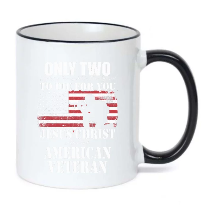 Two Died for You Jesus and American Veteran Memorial Gift Black Color Changing Mug