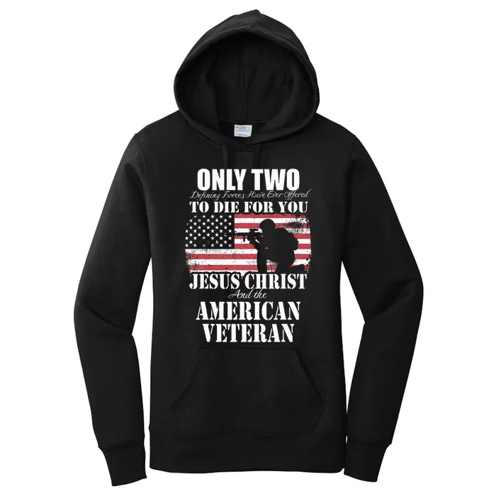 Two Died for You Jesus and American Veteran Memorial Gift Women's Pullover Hoodie