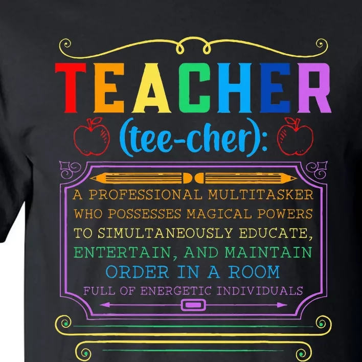 Teacher Definition Funny Teaching School Teacher Tall T-Shirt