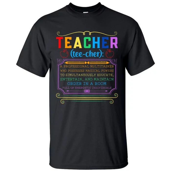 Teacher Definition Funny Teaching School Teacher Tall T-Shirt