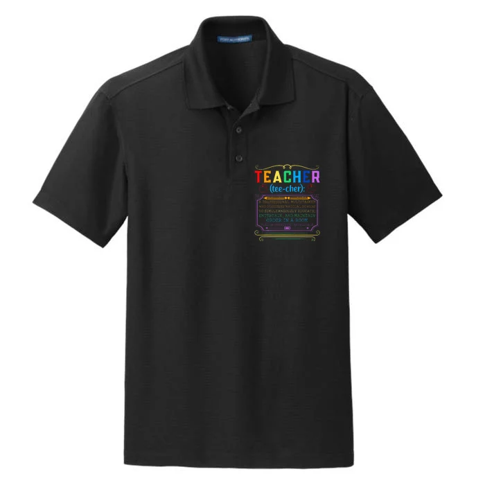 Teacher Definition Funny Teaching School Teacher Dry Zone Grid Performance Polo