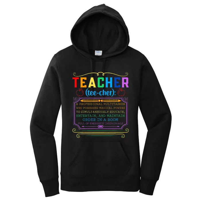 Teacher Definition Funny Teaching School Teacher Women's Pullover Hoodie