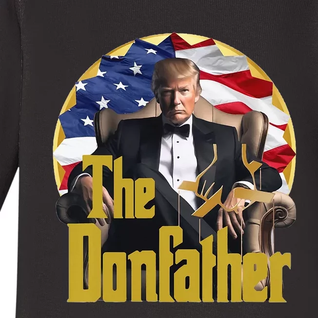 The Donfather Funny Trump 2024 The Comeback Continues Baby Long Sleeve Bodysuit