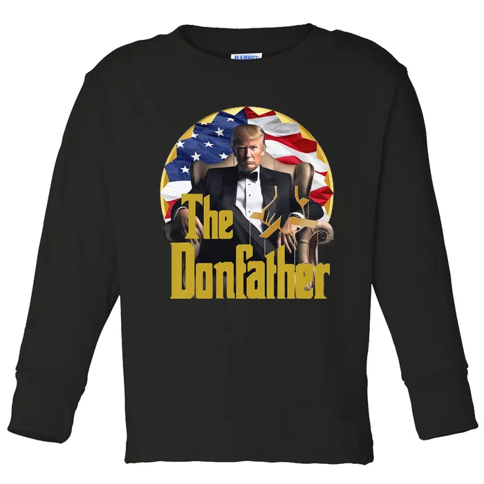 The Donfather Funny Trump 2024 The Comeback Continues Toddler Long Sleeve Shirt