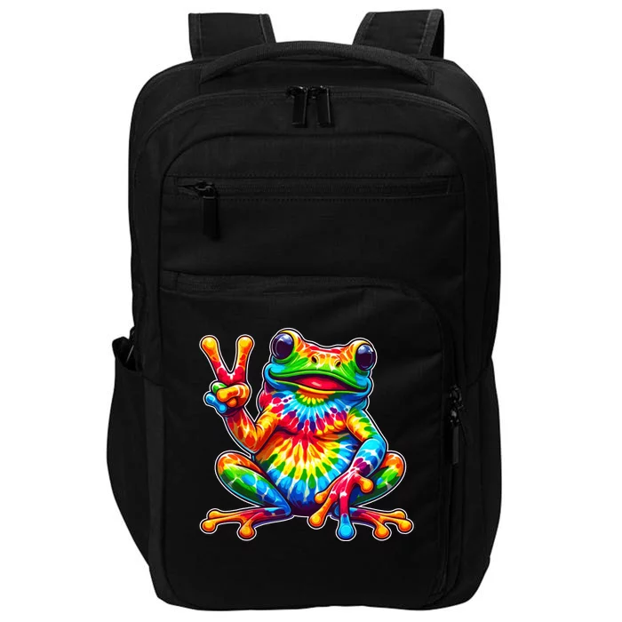 Tie Dye Frog Peace Sign Hippie Impact Tech Backpack