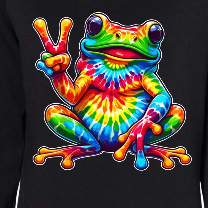 Tie Dye Frog Peace Sign Hippie Womens California Wash Sweatshirt