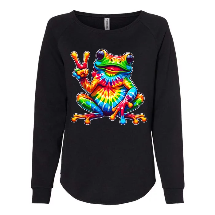 Tie Dye Frog Peace Sign Hippie Womens California Wash Sweatshirt